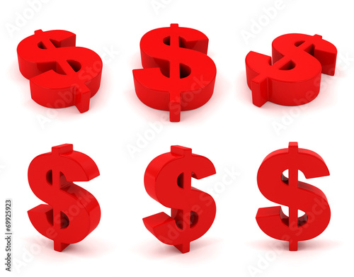 Set of 3D dollar sign
