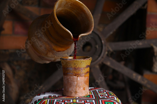 Traditional wine pouring