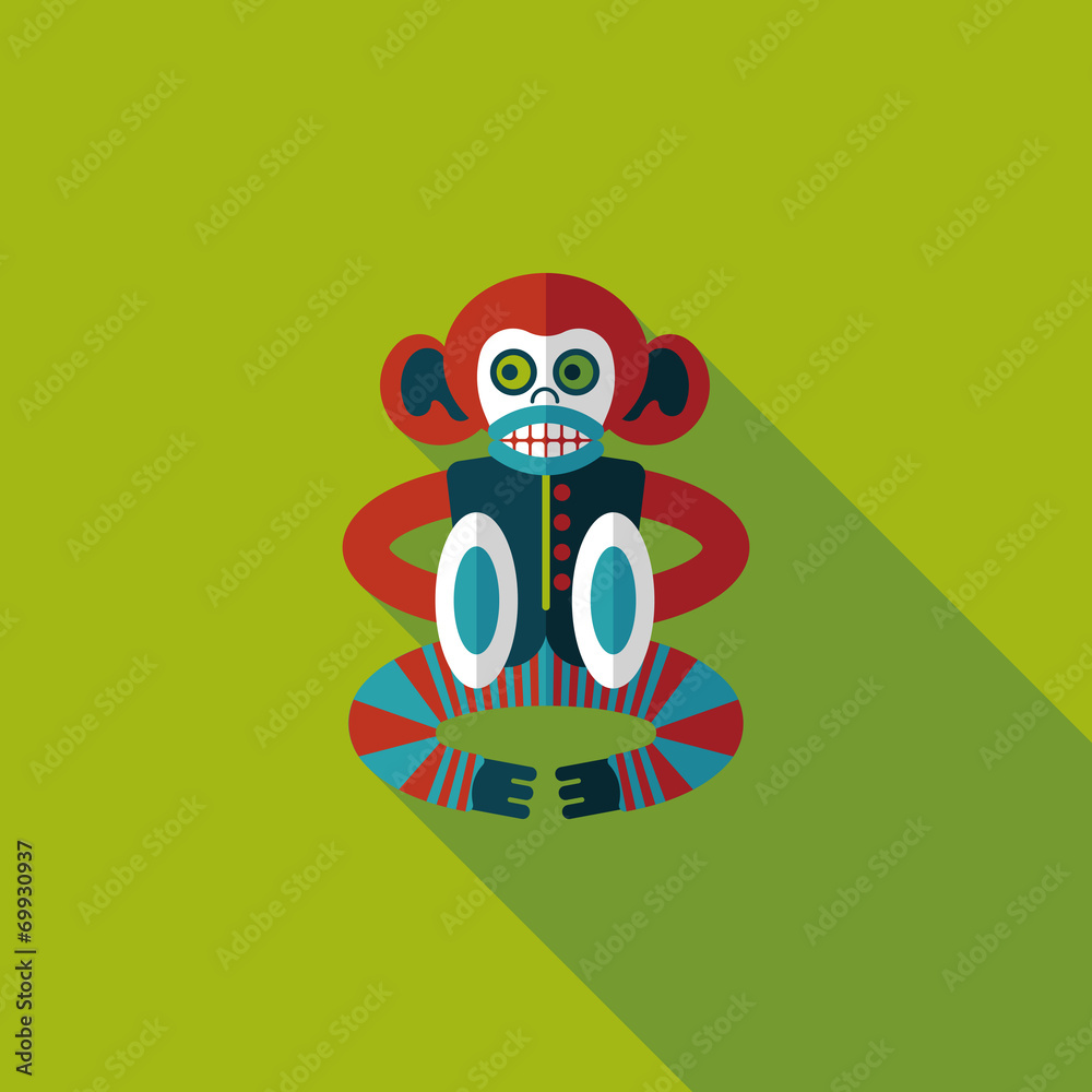 monkey toy flat icon with long shadow,eps10