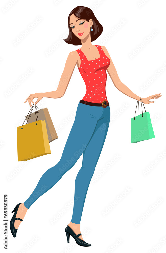 Girl with shopping bags