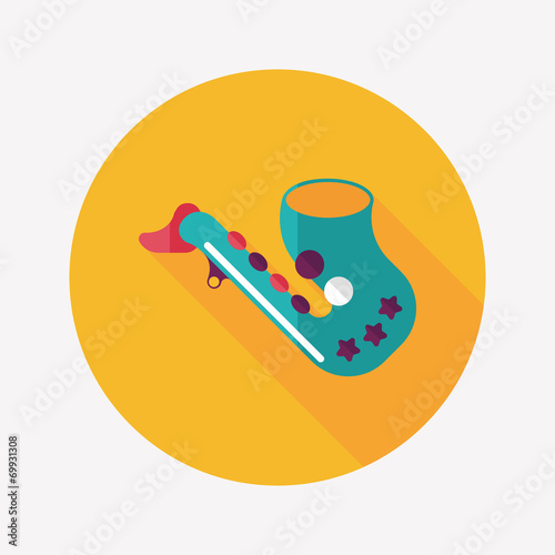 saxophone flat icon with long shadow,eps10