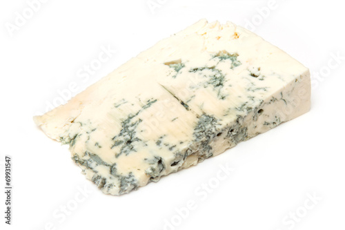 Gorgonzola Italian cheese isolated on a white studio background.