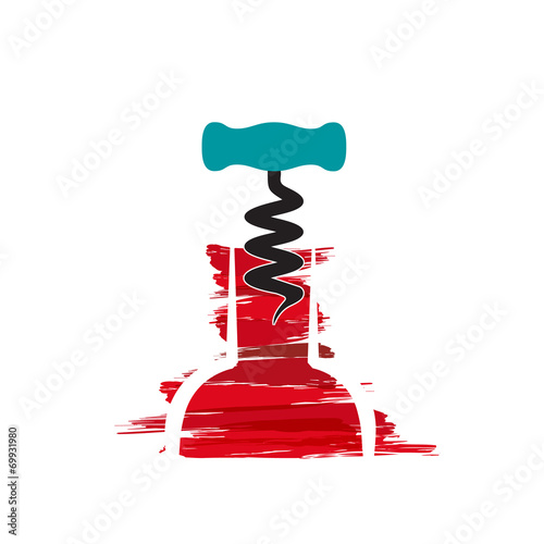 Vector sign wine and corkscrew