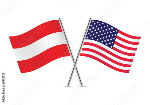 Fotografie American and Austrian flags. Vector illustration.
