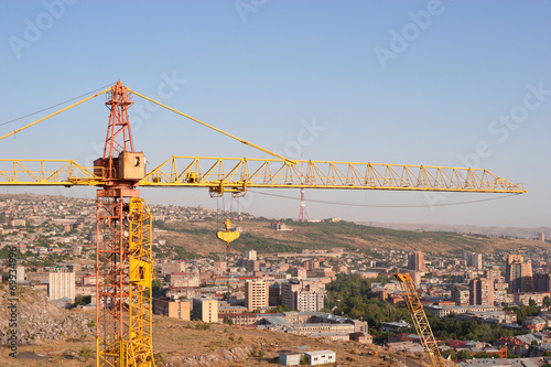 Yerevan city downtown view from hill