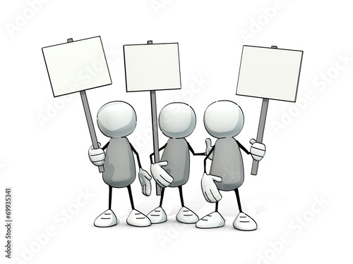 little sketchy men with three plain signs