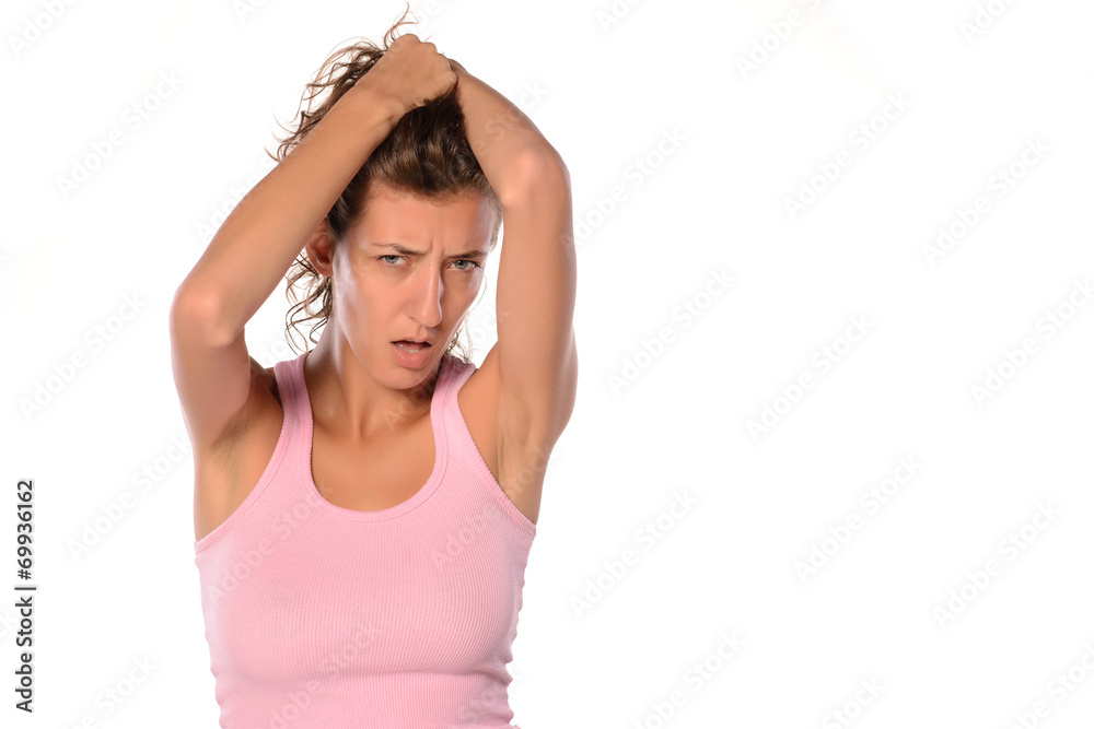 Attractive young woman posing on white isolated background Attractive young woman posing on white isolated background