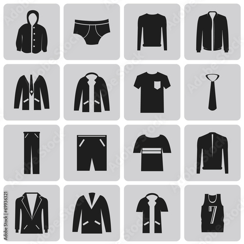 Man clothing black icon set1. Vector Illustration eps10