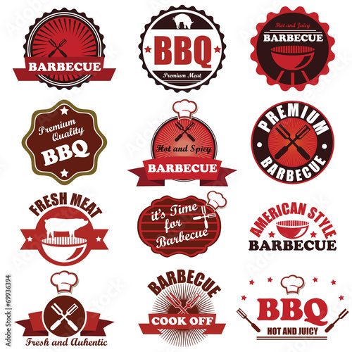 BBQ grill vector badge labels collection. Vector Illustration ep