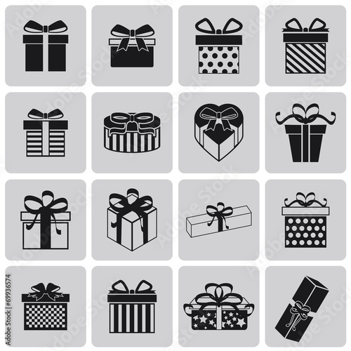 vector black christmas gift icon set1. Vector Illustration eps10