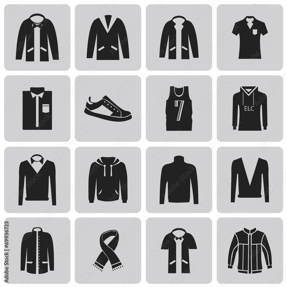 Man clothing black icon set3. Vector Illustration eps10 Man clothing black icon set3. Vector Illustration eps10