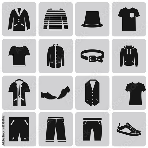 Man clothing black icon set2. Vector Illustration eps10