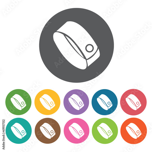 Bracelet icons set. Round colourful 12 buttons. Vector illustrat