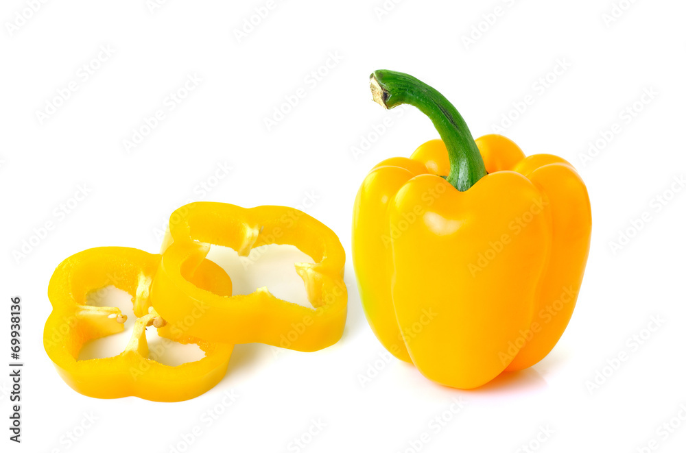 sweet yellow pepper isolated on white background