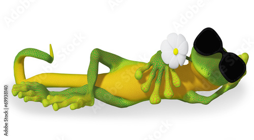 Gecko with a flower