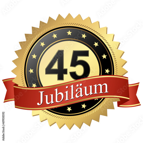 Jubilee button with banners german - Jubiläum 45 Jahre