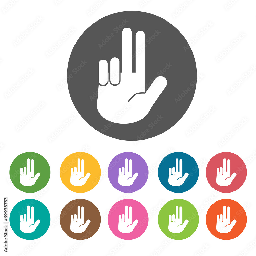 Jesus hand icons set. Round colourful 12 buttons. Vector illustr Jesus hand icons set. Round colourful 12 buttons. Vector illustr
