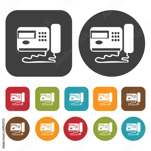Telephone icon symbol set. Telephone and home phone set. Round a