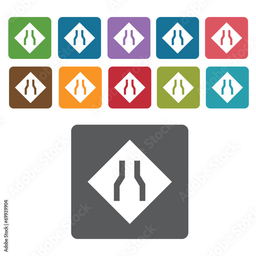 Narrow road sign icon symbol set. Traffic signs set. Rectangle c