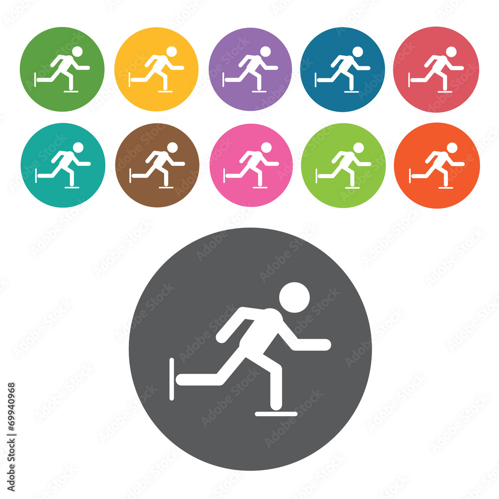 Ice skating sign icon symbol set. Winter sport set. Round colour Ice skating sign icon symbol set. Winter sport set. Round colour