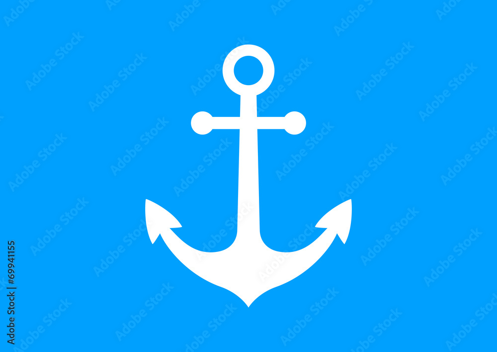 White anchor icon on blue background White anchor icon on blue background