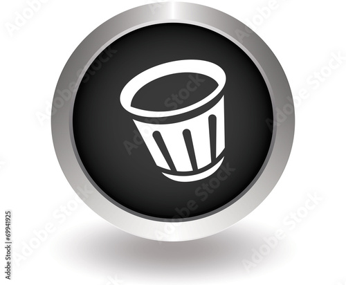 Outdoor trash bin icon. Black Button for website. Vector illustr