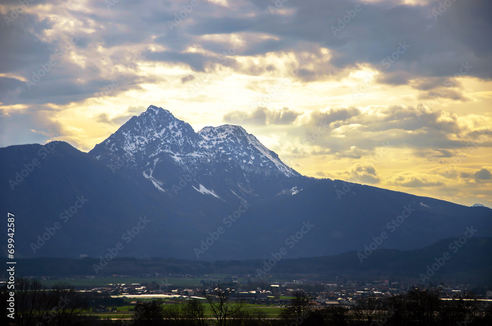 Alps range with cloudy background