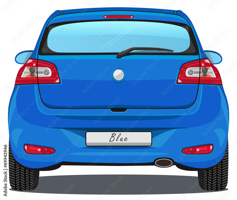 Vector Car - Back view - Blue Stock Vector | Adobe Stock