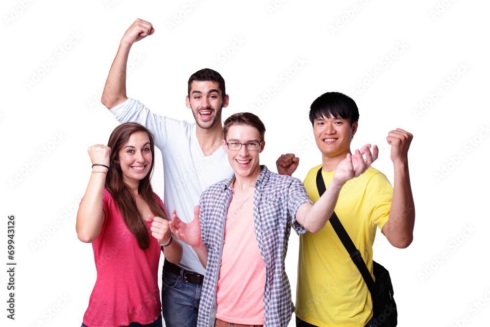 Obraz premium group of excited students