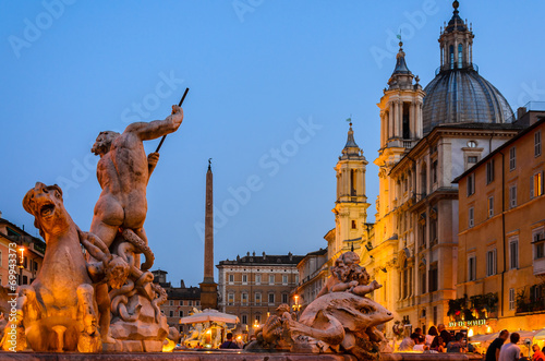 Piazza Navona by night, after sunset © samards