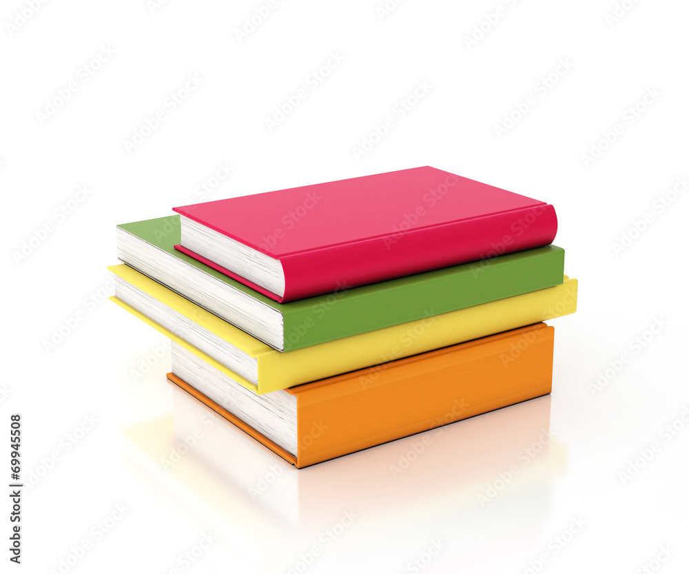 multicolored books tower isolated on white background multicolored books tower isolated on white background