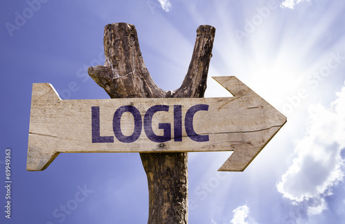 Logic wooden sign on a beautiful day