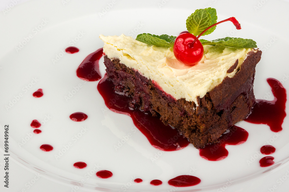 chocolate cake with mascarpone and cherry chocolate cake with mascarpone and cherry