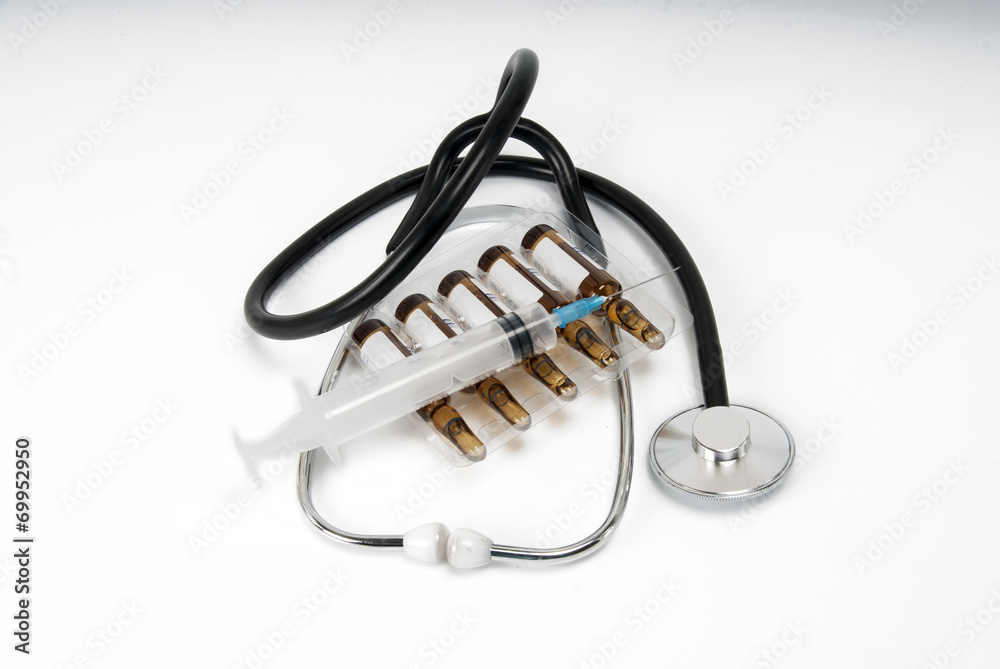 stethoscope with syringe stethoscope with syringe