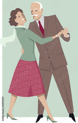 Senior couple dancing waltz