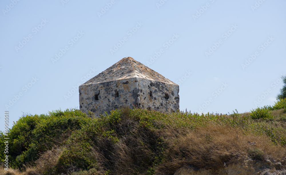 Old stone greek small tower