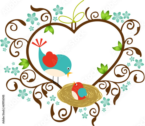 Bird Cage with Nesting Birds Inside