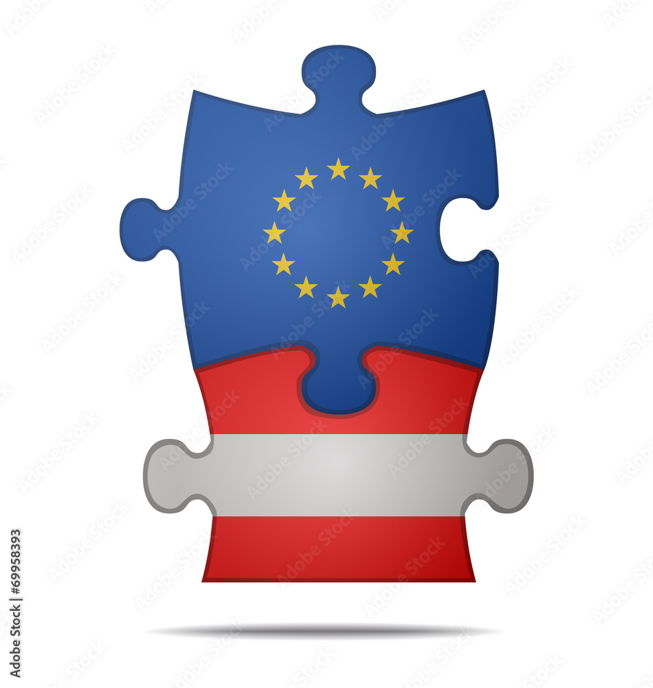 Naklejka premium puzzle pieces europe and austria