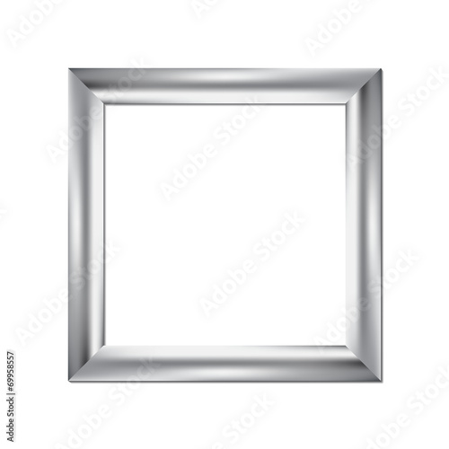Silver picture frame, square background, vector illustration