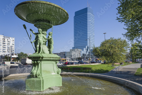 The historic Fountain at Bankowy Square in Warsaw