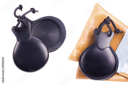 Billede på lærred Spanish flamenco castanets isolated on a white background