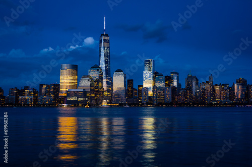 New York City Manhattan downtown skyline with skyscrapers