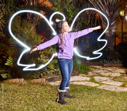 Teenage angel (light painting) photo