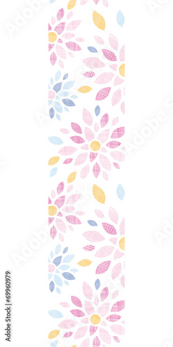 Abstract textile colorful flowers vertical border seamless