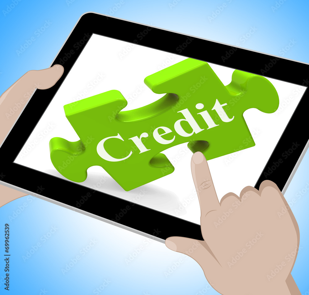 Credit Tablet Shows Borrowing Cash Or Money Credit Tablet Shows Borrowing Cash Or Money