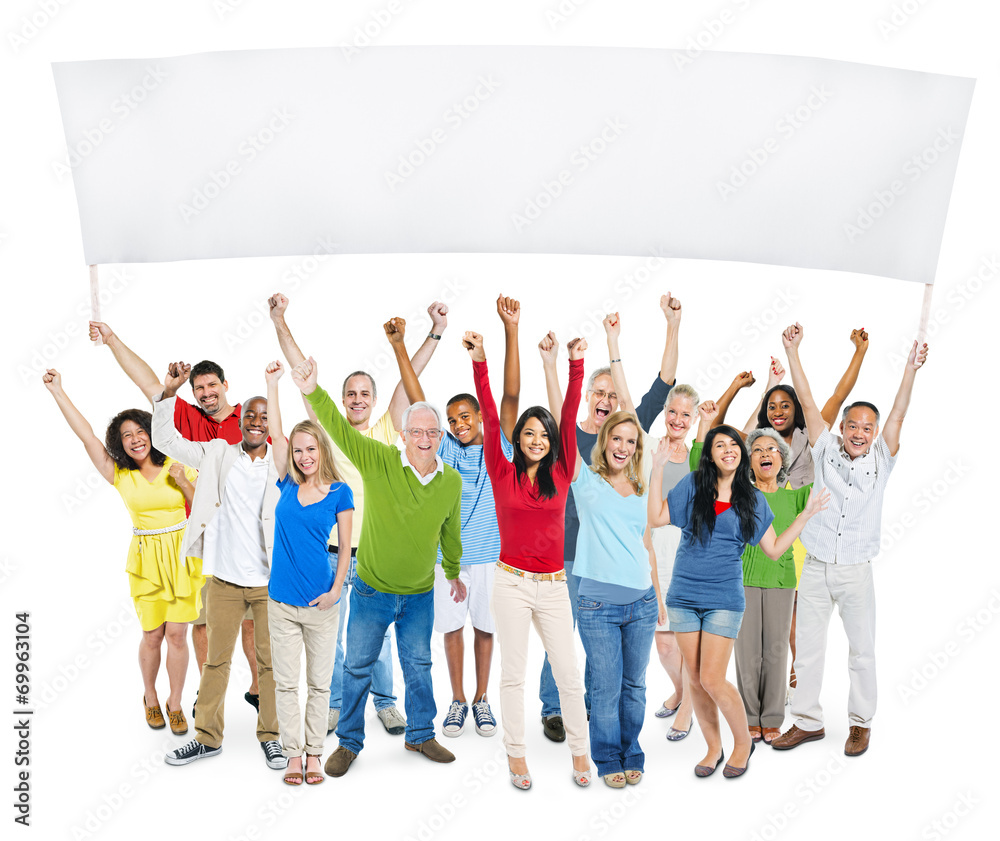 Fototapeta premium People With Their Arms Raised Isolated