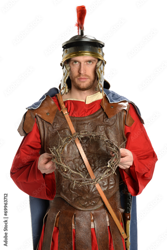 Fototapeta premium Roman Soldier Holding Crown of Thorns