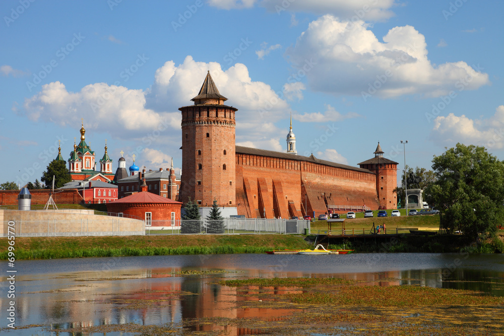 The powerful walls of the Kremlin. Kolomna. Russia