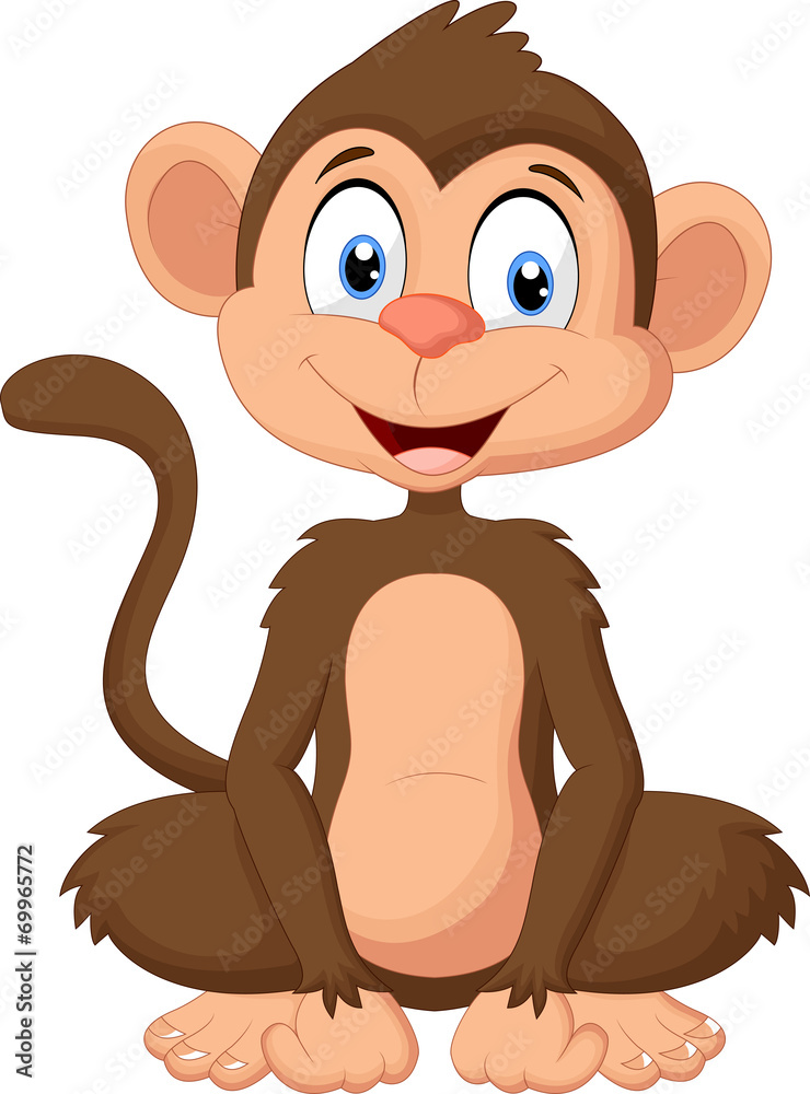 Obraz premium Cartoon monkey sitting