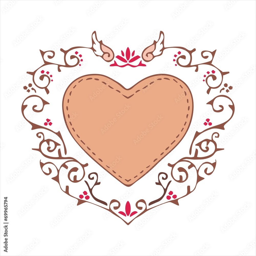 heart ornament vintage style vector